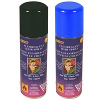 Haarverf/haarspray - 2x - blauw/zwart - spuitbus - 125 ml - Carnaval/halloween - thumbnail