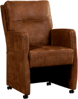 Bruine leren landelijke eetkamerfauteuil Sharp - Kenia Leer Brown (bruin leer)