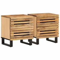 Nachtkastjes 2 st 40x33x46 cm massief ruw mangohout