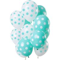 Ballonnen Set Mintgroen En Wit Polka Dots Premium - 12 Stuks