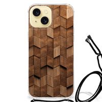 Stevig Telefoonhoesje voor Apple iPhone 15 Wooden Cubes - thumbnail