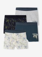 Set met 4 stretch jongensboxers "gamer" van biokatoen inktblauw