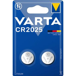 Varta Lithium-Knoopcelbatterij CR2025 | 3 V DC | 2 stuks | Zilver | 1 stuks - 6025101402 6025101402