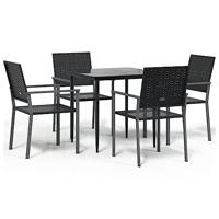 vidaXL 5-delige Tuinset poly rattan en staal, tuin set, tuinmeubel set, tuin tafel, tuinmeubelset, tuintafel, tuinstoel, tuin stoel, terrasmeubel