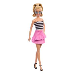 Mattel Fashionistas Pop #213, Blond Met Gestreepte Top, Roze Rok En Zonnebril pop