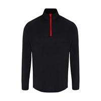TriDri - Performance Quarter shirt met lange mouwen voor heren, Zwart/Rood, L