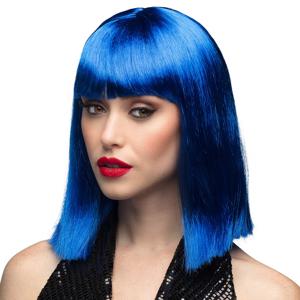 Verkleedpruik dames - blauw - Cabaret/Hollywood/Diva - Carnaval - half lang chique haar