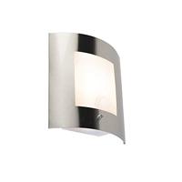 QAZQA - Modern Buitenwandlamp Staal | Zilver IP44 licht-donker sensor - Emmerald 1 | Buitenverlichting - Roestvrij staal (RVS) Rechthoekig - E27 Geschikt voor LED - Max. 1 x 40 Watt