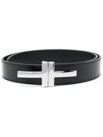 TOM FORD ceinture en cuir à plaque logo - Noir