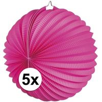 5x Fuchsia roze feest lampionnen 22 cm   - - thumbnail