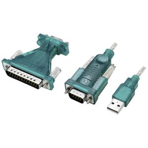 LogiLink Serieel Adapter [1x USB-A 2.0 stekker - 1x D-sub stekker 9-polig, D-sub stekker 25-polig] 1.3 m Groen