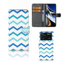 Xiaomi Poco X4 Pro 5G Telefoon Hoesje Zigzag Blauw - thumbnail