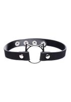 Kinky Kitty Ring Slim Choker - PU leer - Zwart - thumbnail