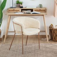 Kave Home Eetkamerstoel Runnie Fur - Beige,Koper,Wit - thumbnail