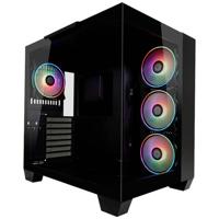 LC Power 809-B-ON Dark Storm_X Midi-tower Gaming-behuizing Zwart Zijvenster, 4 voorgeïnstalleerde LED-ventilators - thumbnail