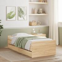 vidaXL Bedframe met lades sonoma eikenkleurig 90x200 cm, bed, bed met opbergruimte, 1-persoons bedframe, 1-persoonsbed, slaapkamermeubilair, bedbodem
