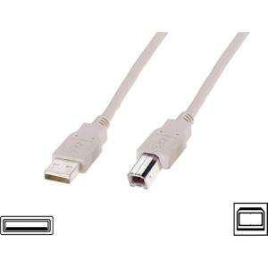 Digitus USB-kabel USB 2.0 USB-A stekker, USB-B stekker 3.00 m Beige AK-300102-030-E