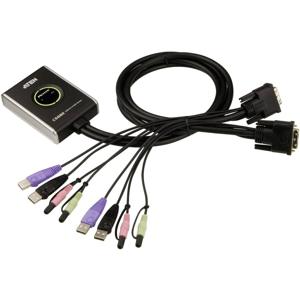 ATEN 2-poorts USB DVI-/audiokabel KVM-switch met externe poortselectieschakelaar