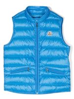 Moncler Enfant gilet matelassé à patch logo - Bleu - thumbnail