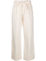 TEKLA stripe-pattern organic cotton trousers - Tons neutres