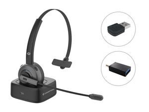 Conceptronic POLONA03BDA hoofdtelefoon/headset Hoofdtelefoons Hoofdband Kantoor/callcenter Bluetooth Oplaadhouder Zwart