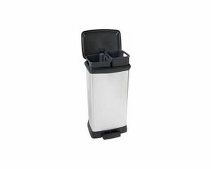 Curver deco bin duo prullenbak 23 liter + 23 liter rechthoekig zilver metallic