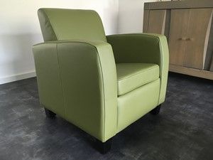 Leren fauteuil met houten poten - groen leer - Echt leer, Landelijk, ontdek de vele Leersoorten en Kleuren bij ShopX