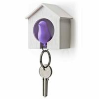 Sparrow Keyring - Wit Huisje En Paarse Vogel