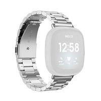 By Qubix - Compatible met Fitbit Versa 3/4 & Sense 1/2 metalen schakelbandje - Zilver - Compatible fitbit bandje