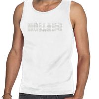 Glitter Holland tanktop wit rhinestone steentjes voor heren Nederland supporter EK/ WK 2XL  -