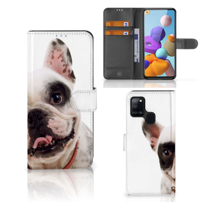 Samsung Galaxy A21s Telefoonhoesje met Pasjes Franse Bulldog
