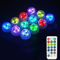 12 stuks onderwater dompelpompen outdoor led zwembad licht met afstandsbediening batterij-aangedreven onderwater nachtlampje aquarium vijver zwembad aquarium vaas kerst bruiloft decoratie lamp Lightinthebox - thumbnail