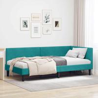 Hoekbedframe Turquoise 100 x 200 cm Fluweel en Engineered hout