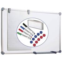 Maul Whiteboard set Maulpro Komplett-Set (b x h) 120 cm x 90 cm Wit Kunststof coating Verticaalformaat, Horizontaalformaat, Incl. opbergbakje, Incl. magneten,