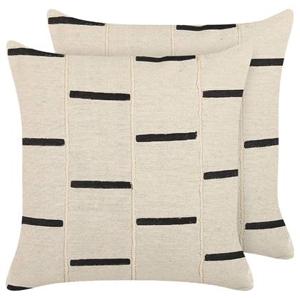 Beliani - ABIES - Sierkussen set van 2 - Beige - 45 x 45 cm - Katoen