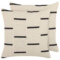 Beliani - ABIES - Sierkussen set van 2 - Beige - 45 x 45 cm - Katoen