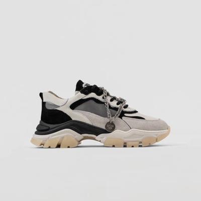Bronx Tayke-Over leren chunky sneakers off white/zwart