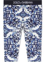 Dolce & Gabbana Kids legging à imprimé Majolica - Blanc