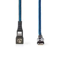 Nedis USB-kabel - Apple Lightning 8-Pin - USB Type-C ™ stekker - Vernikkeld - 1,00 m - rond - gevlochten/nylon - Zwart/Blauw - Verpakking met kijkvenster