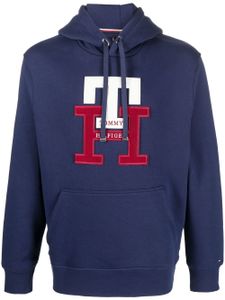 Tommy Hilfiger hoodie en coton mélangé à logo appliqué - Bleu