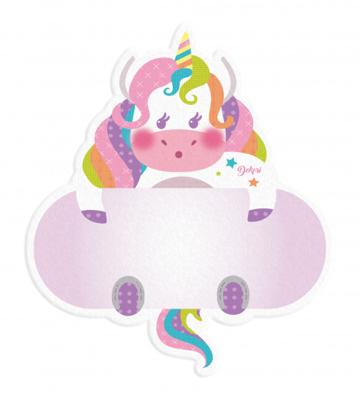 Dekori naambord eenhoorn meisjes 12 x 17 cm hout roze