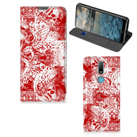 Mobiel BookCase Nokia 2.4 Angel Skull Rood - thumbnail