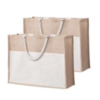 2x stuks jute/katoenen naturel strandtas 44,5 cm