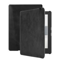 Lunso - Geschikt voor Kobo Aura H2o edition 1 hoes (6.8 inch) - Lederen sleep cover - Zwart