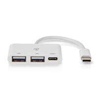 Nedis USB-hub - 1x USB-C™ - 1x USB-C™ / 2x USB 2.0 A vrouwelijk - 3-poorts poort(s) - Stroomvoorziening via USB