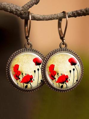 Tijd Steen Bloemen oorbellen