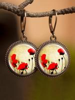 Tijd Steen Bloemen oorbellen