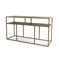 Stalux Side-table Teun 150cm - goud / bruin hout - thumbnail