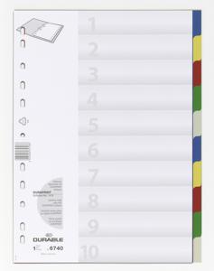 Durable 6740 Register DIN A4 blanco Polypropyleen Meerdere kleuren 10 tabbladen 674027