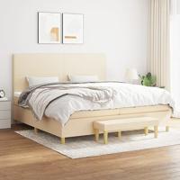vidaXL Boxspring met matras stof crèmekleurig 200x200 cm